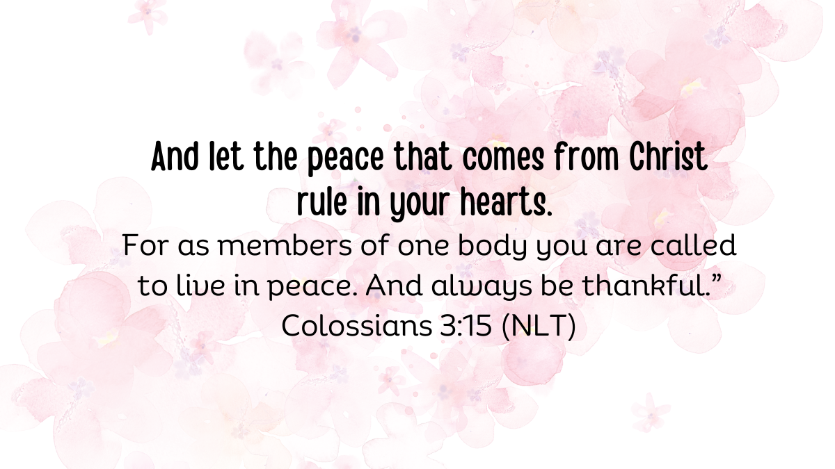 bible verse colossians 3:15 in a pink background